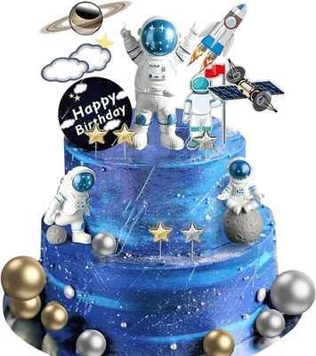 22 piezas adorno de pastel espacial, adorno de cupcakes espaciales figura de astronauta cumpleaños exterior  Foto 1 de 4