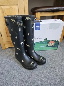 Botas de lluvia altas Joules negras para perro Welly talla UK6 (caja incorrecta) ajustables envío y devolución gratuitos - Imagen 1 de 12