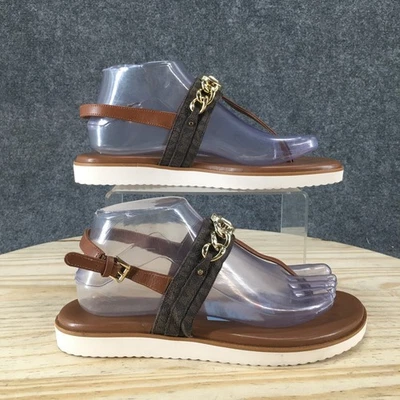 Sandalias Michael Kors Mujer 8.5 M Rory Tanga Cuero Marrón Puntera Informales NUEVAS Foto 1 de 4