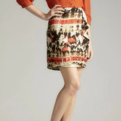 Minifalda Vince Camuto Para Mujer Talla 2 Tie Dye Sarong Forrada Salmón Estilo Envolvente Foto 1 de 4