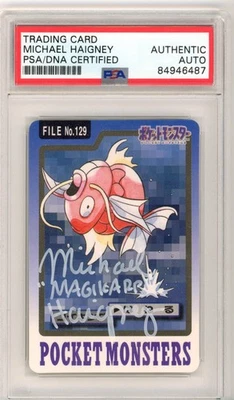PSA Signed Micheal Haigney Magikarp File 129 Carddass Pocket Monsters 1997 - Image 1 of 2