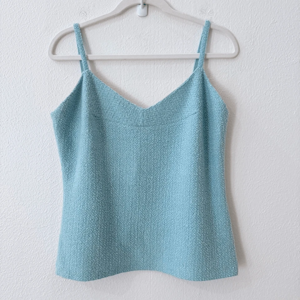 Camisola para mujer St. John talla XL azul mezcla de lana de cachemir tweed texturizado Boucle Foto 1 de 4