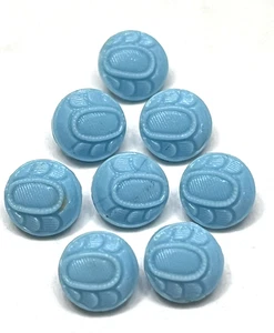 Vintage Set of 8 Robin Egg Blue Glass Dimi Buttons - 3/8" (W5) - Picture 1 of 7