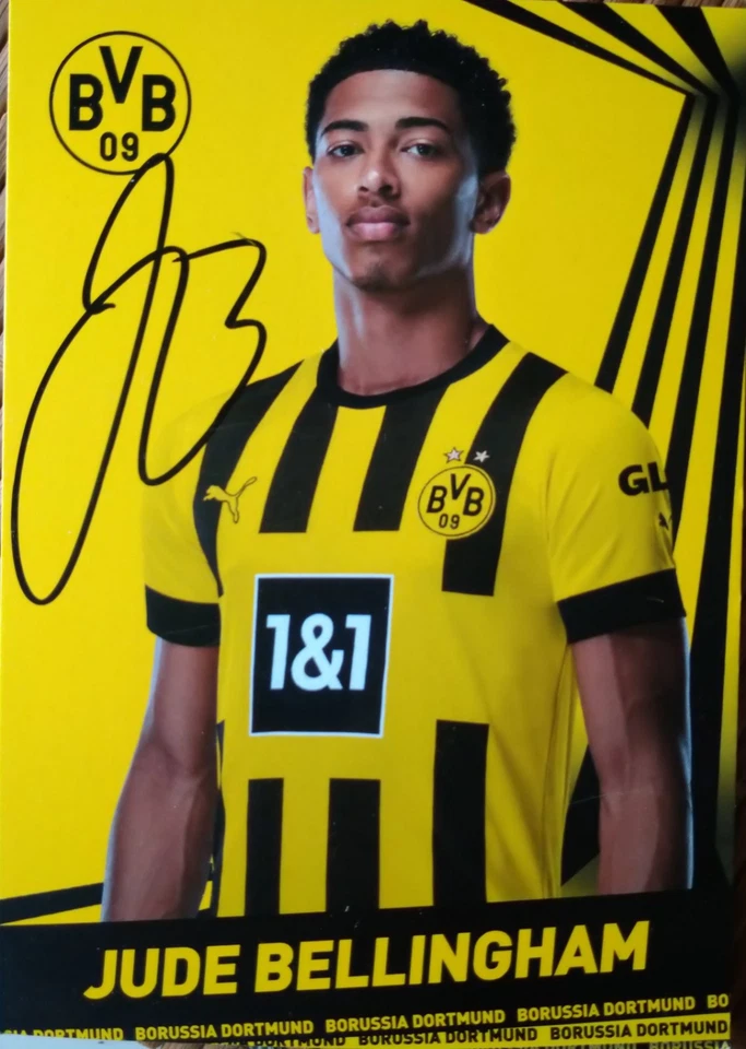 Jude Bellingham Borussia Dortmund 2022/23 signierte AK BVB Real Madrid England  - Bild 1 von 1