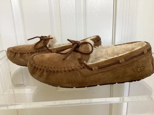 UGG Womens Moccasin Slippers Dakota Water Resistant Lace Up Brown Suede Size 7 - Picture 1 of 15