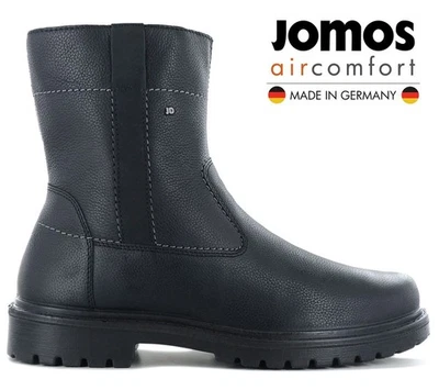 JOMOS Alpina Boots Herren Winter Stiefel mit Lammfell Gefüttert , Leder Schwarz