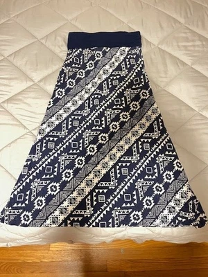 Justice Niñas Falda Blanco y Azul Marino Patrón Foto 1 de 2