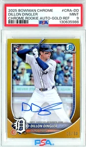 Bowman Chrome 2025 - Dillon Dingler Rookie automático oro verdadero #25/50 RC - PSA 9 - Imagen 1 de 3