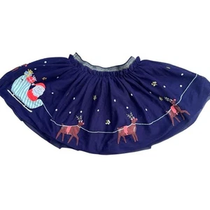 Mini Boden Kid's Applique Christmas Tulle Skirt Prussian Blue Girls Size 3-4 Y - Picture 1 of 7