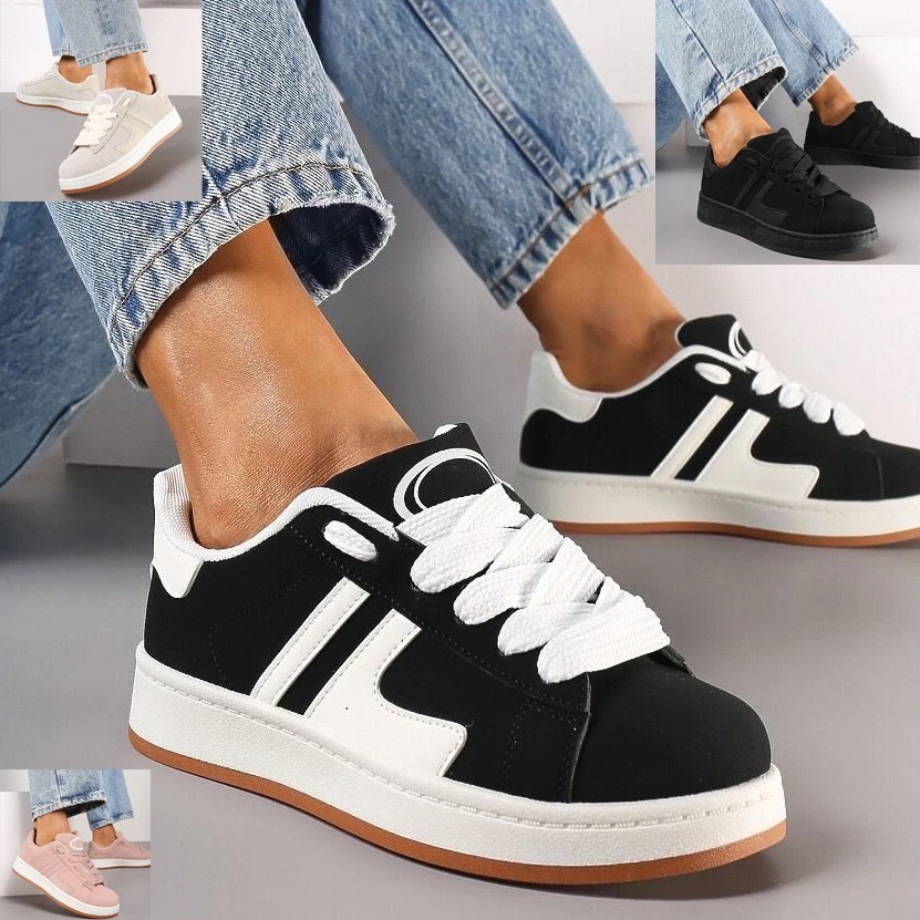 LOUD LOOK Trainers Shoes Platform Sneakers Ladies Lace Up Girls Heel Pumps Gym Womens Size