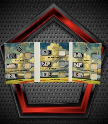 Ruth - Mantle - Cobb - Mays & More *1/2* 2025 Leaf Baseball Cloud 9 *Usado en el juego* Foto 1 de 4