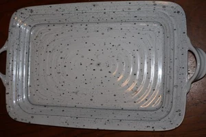 Tommy Bahama 100% Melamine Serving Tray w/ Handles 21x12 Gray White Spotted - Picture 1 of 3