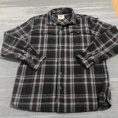 Levis Shirt Mens Extra Large Black Wool Blend Flannel Heavyweight Shacket Plaid - Image 1 of 4