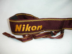 NIKON CAMERA NECK STRAP brown, Vintage, Metal engraved buckles AN-6W - Picture 1 of 8