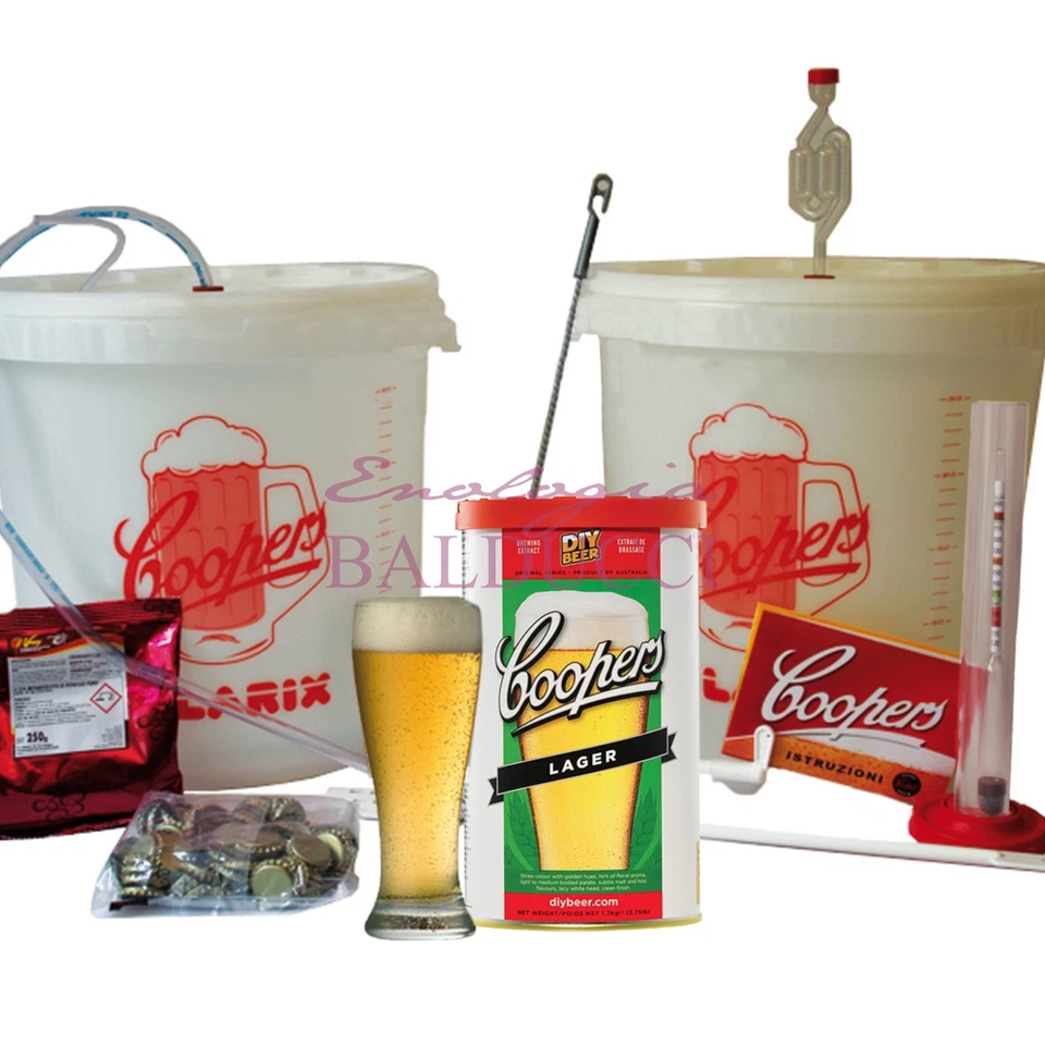 FERRARIGROUP KIT BIRRA FERMENTAZIONE "LARIX" COOPERS+ N°2 CONTENITORI + N.1 MALTO A SCELTA