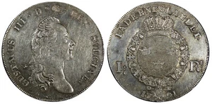 Sweden Gustav III Silver 1791 OL Riksdaler 41mm KM# 527 (21 664) - Picture 1 of 3
