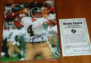 GREEN BAY PACKERS BRETT FAVRE 4 HANDSIGNIERTES NCAA SOUTHERN MISS 8x10 FOTO BF COA - Bild 1 von 4
