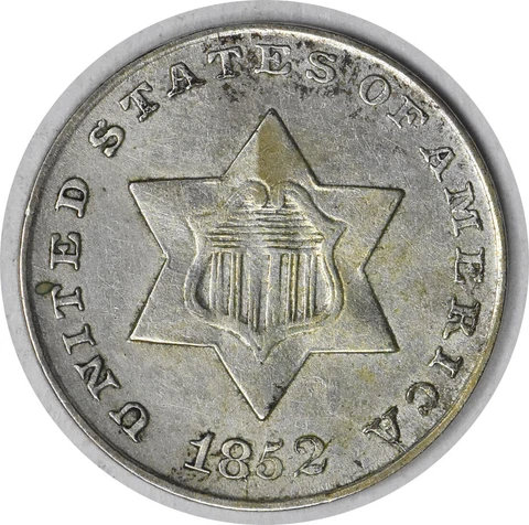 1852 Three Cent Silver AU Uncertified #257 Cover