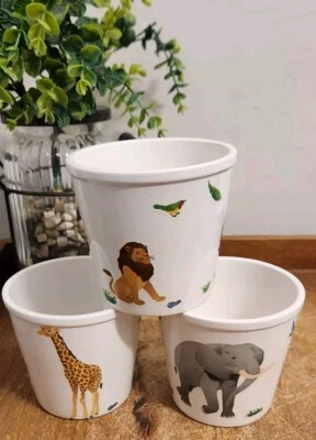 Juego de macetas de gres Ikea/3 apliques de animales de la selva brillantes esmaltados  Foto 1 de 4