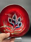 Coconut Half Shell Bowl Hand Painted Red with Lillies