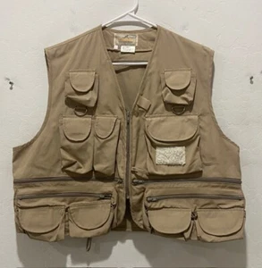 Woodfield Fly Fish Vest Adult Size XL Full Zip Tan Several Pockets NWOT Damaged - Picture 1 of 5
