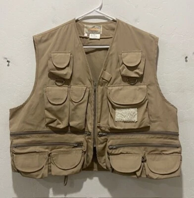 Woodfield Fly Fish Vest Adult Size XL Full Zip Tan Several Pockets NWOT Damaged - Image 1 of 4
