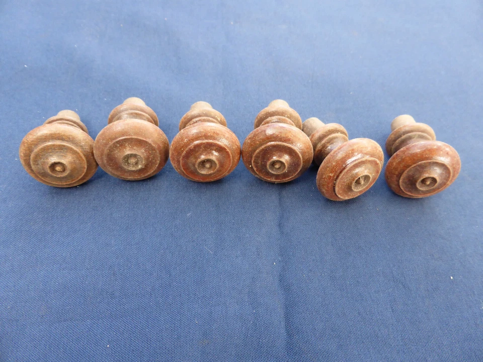 6 boutons bois ancien tiroirs commode meuble Louis Philippe Dia. 2,3-2,5 cm - Photo 1/4