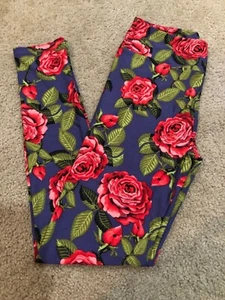 NUEVO Leggings LulaRoe OS Talla Única Floral Realista Rosas Rosa Coral Púrpura 2.0 #3 - Imagen 1 de 2