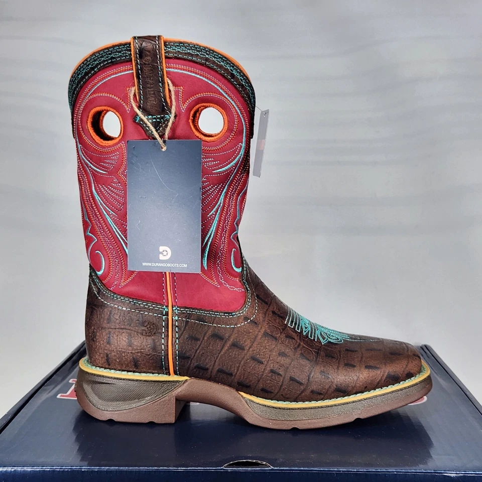 Tamanho 5.5 Big Kids - Durango Lil' Rebel - Emboss Gator / Vermelho Elétrico / Turquesa - Imagem 1 de 4