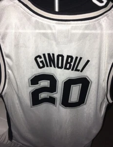 Manu Ginobili San Antonio Spurs Reebok NBA Jersey Mens XL White Iron On Logo - Picture 1 of 2