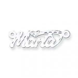 10K White Gold Plated Silver .013 Gauge Polished Diamond-cut Maria Nameplate - Picture 1 of 3