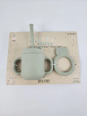 Bop Bop Bebé Verde Niño Taza Silicona con Pajita + Mordedor Silicona  Foto 1 de 4