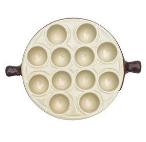 Vintage French Rustic Emile Henry Escargot Dish Glazed Stoneware Twelve Holes - Picture 1 of 4