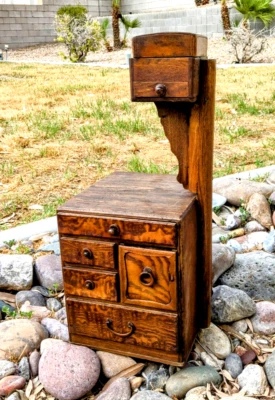 Antique Japanese Zelkova Wooden 7-Drawer Tansu Haribaku Sew/Trinket Storage Box - Image 1 of 4