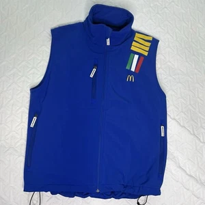 McDonald's Blue Italy Vest Adult Large Full Zip 3 Zip Pockets Drawstring Bottom - Picture 1 of 6