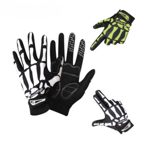 Vollfinger Biker Skelett Knochen Handschuhe Rennrad Motorrad Mechaniker Goth - Bild 1 von 21