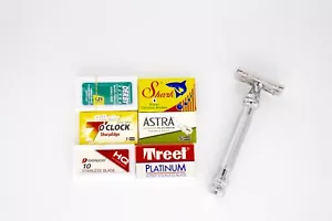 Barber Pole Double Edge Razor+6 (40blades) Sampler Double edge razor blades - Picture 1 of 1