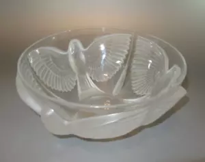 VTG Art Deco Crystal Rene Lalique Style Bird Bowl Clear / Frosted Not Signed - Bild 1 von 12
