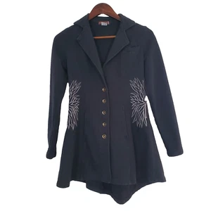 XCVI Women's Size XS Embroidered Sweater Jacket Buttons Artsy Black - Picture 1 of 14