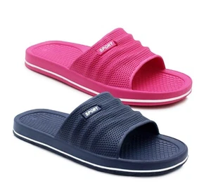 Womens Sliders EVA Slippers Poolslide Ladies Lightweight Shower Beach Flip Flops - Picture 1 of 25