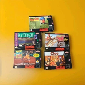 5 BOXED SNES GAMES LOT WITH GAMES AND MOST MANUALS - Picture 1 of 2