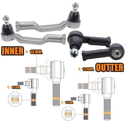 Extremo interior exterior de varilla de amarre de 2 piezas para camioneta Mazda serie B B2600 B2200 1985-1998 UTE Foto 1 de 4