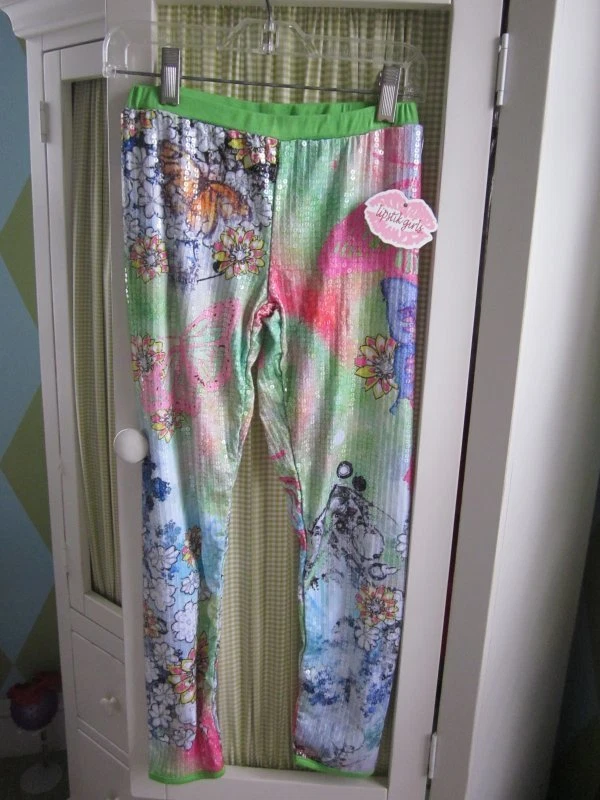 NUEVO CON ETIQUETAS LIPSTIK Niñas Primavera Mariposa Floral Lentejuelas Leggings $64 Talla 8 y 10 Foto 1 de 1