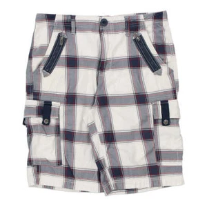 Guess Checked Cargo Shorts - 34W 11L White Cotton - Picture 1 of 6