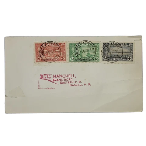 1948 SHIRLEY STREET BAHAMAS COVER WITH SON BULLSEYE CANCELS Cover
