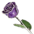 Jewelry Lilac Rose Lacquer Dipped Silver Trimmed Green Leaf - Fast Shipping