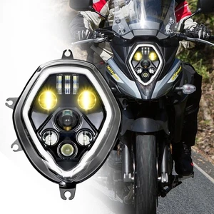 LED Headlamp for Suzuki DL650 DL1000 2014-2020 Hi/Low Beam DRL Amber Fog Lights - Picture 1 of 10