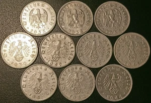 Allemagne - IIIème Reich - lot de x10 50 reichspfennig de 1935 à 1944 KM#96 - Picture 1 of 2