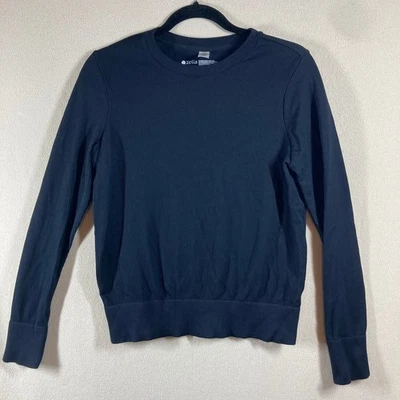 Zella Ribbed Crew Neck Shirt Sz Small Black Athleisure Casual Minimalist Top - Image 1 of 4