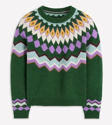 Suéter Boden Eleanor Fair Isle Verde Púrpura Nuevo Con Etiquetas Nuevo M Foto 1 de 4